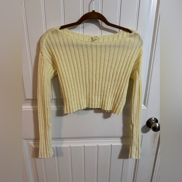 Garage Yellow Soft Ribbed Cropped Sweater - Picture 2 of 5